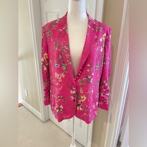Generation Love Birdy Floral Boyfriend Blazer in Hot Pink